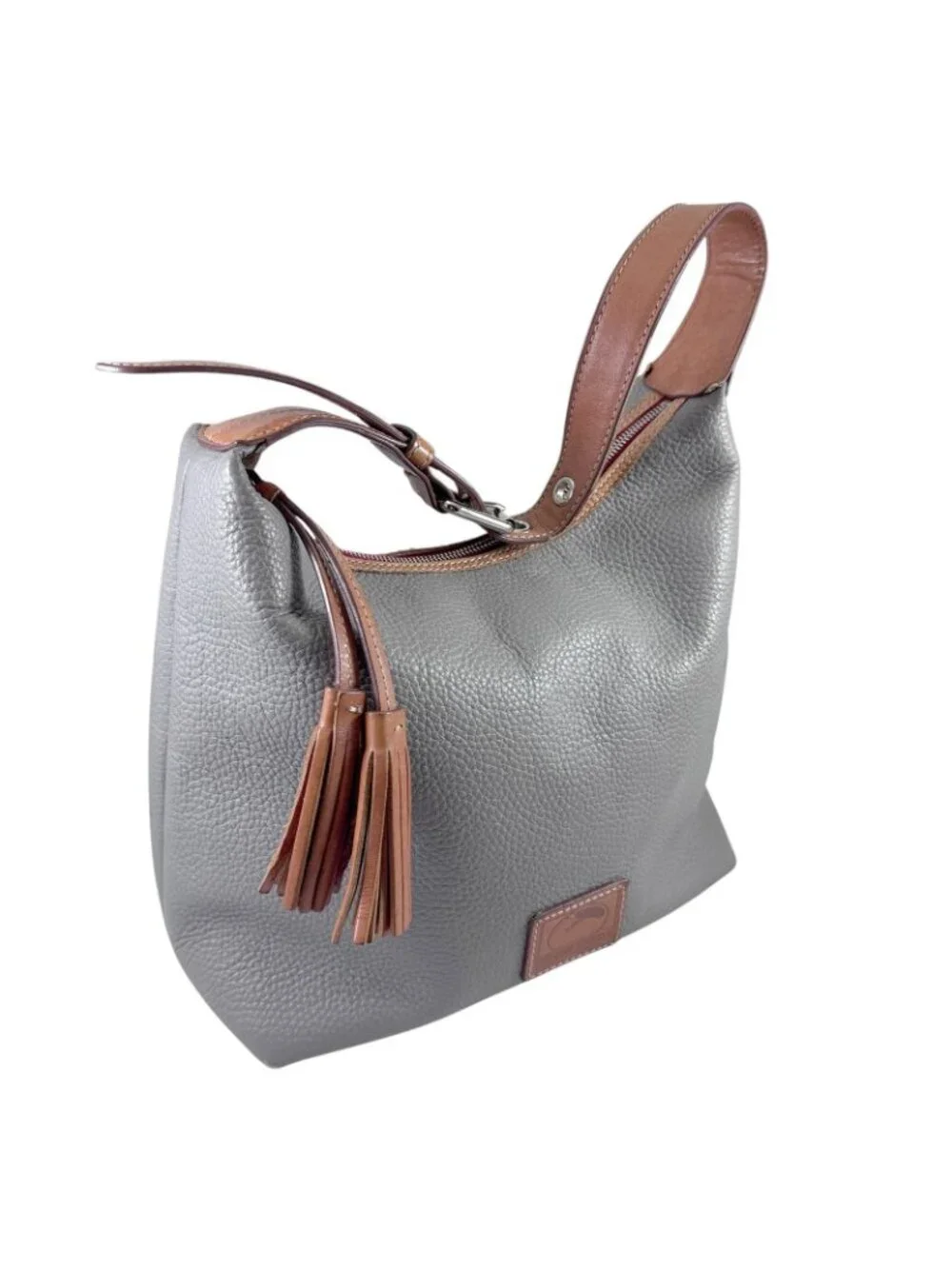 Dooney & Bourke Paige Sac Shoulder Hobo Purse Bag Gray Pebbled Leather